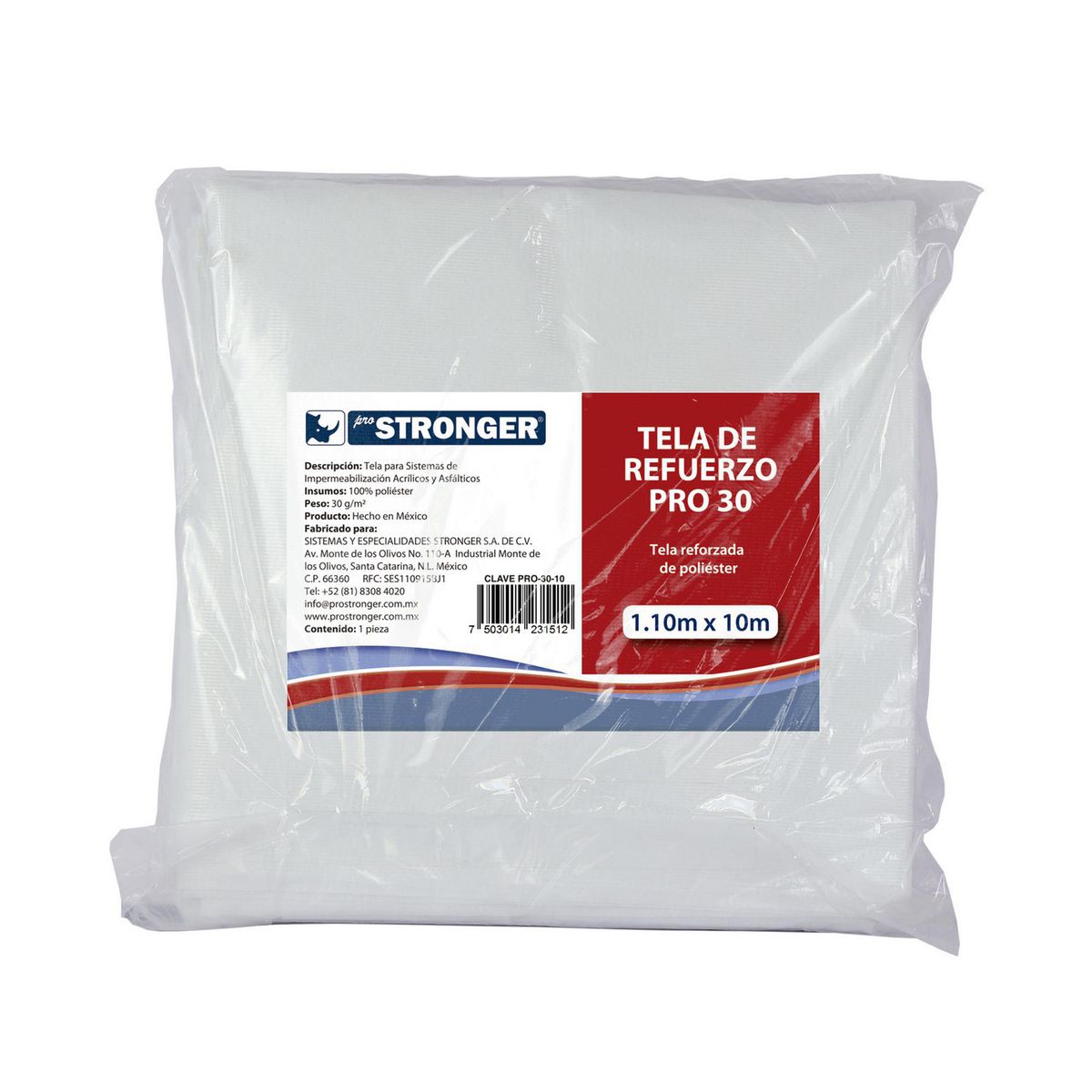 Pro Stronger - Malla de Refuerzo Sencillo para Impermeabilizar PRO-30 Stronger - 1.10 x 10m