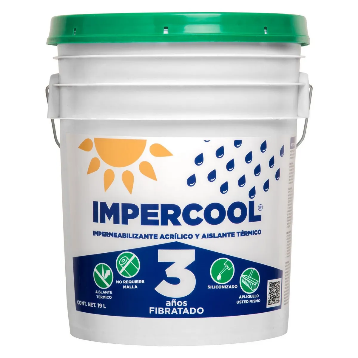 Impercool - Impermeabilizante Fibratado Impercool - 3 Años de 19 litros - Blanco