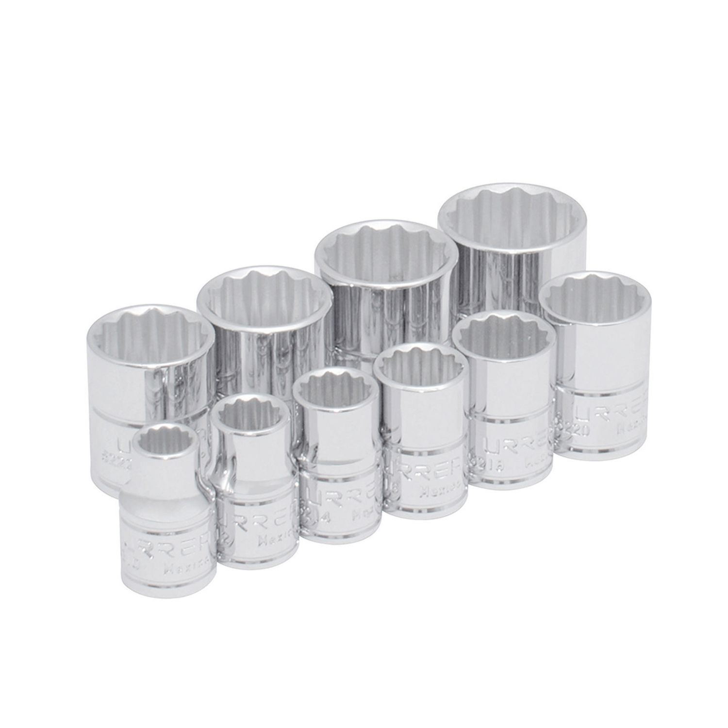 Urrea - Juego de 10 dados en pulgadas 3/8" en riel