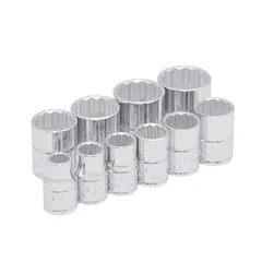 Juego de 10 dados en pulgadas 3/8" en riel