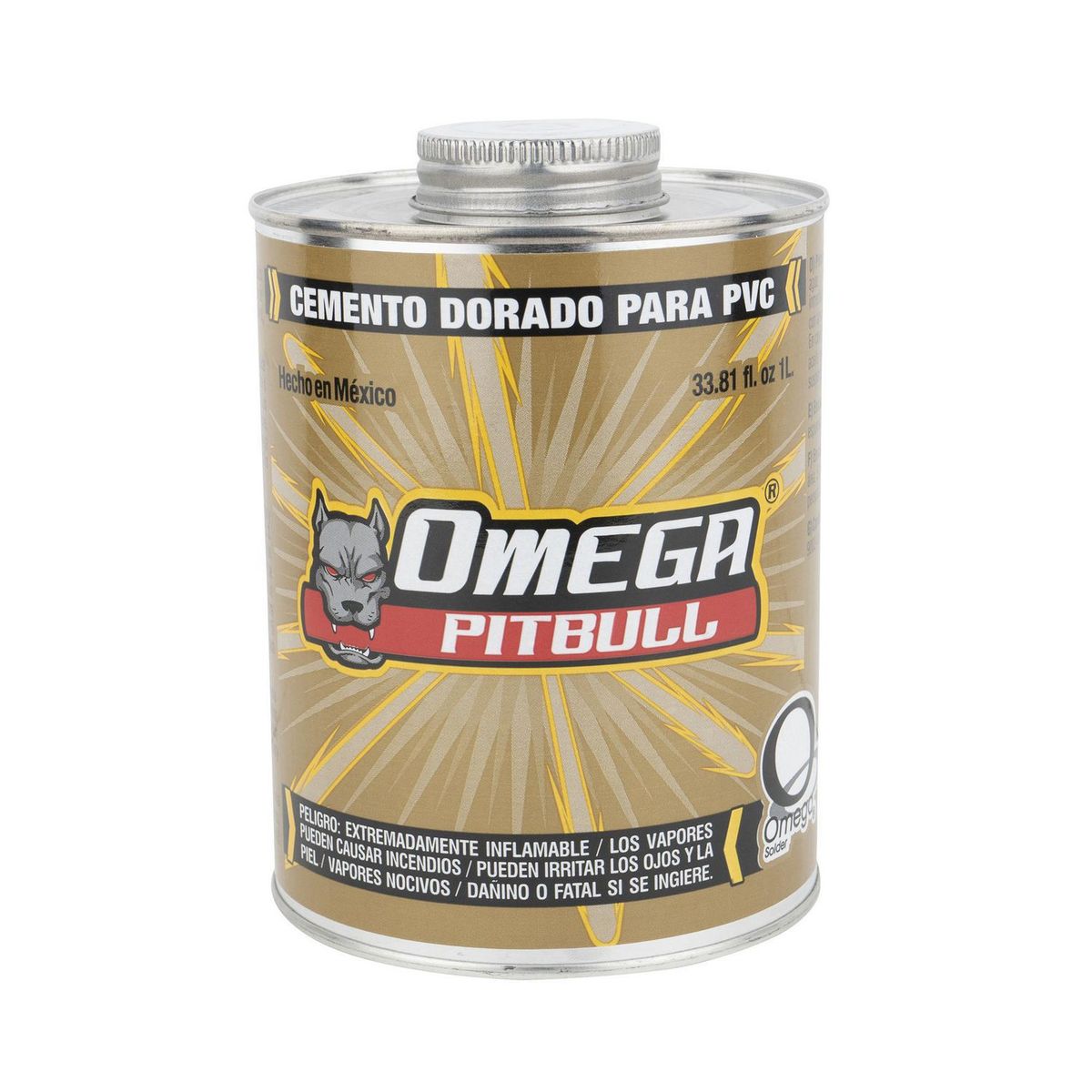 Cemento para pvc omega pitbull dorado bote 1 lt, marca Omega - Foto Principal