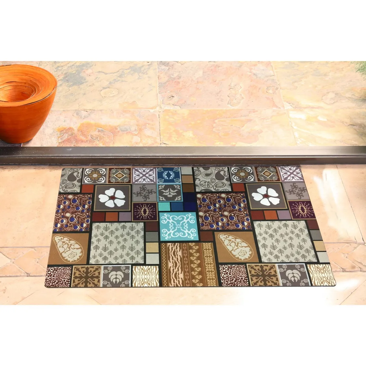 Just Home Collection - Tapete para entrada Mosaico de 40 x 60 cm Multicolor