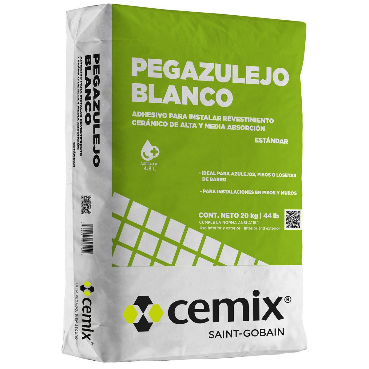 Cemix - Adhesivo Pegazulejo blanco 20 kg