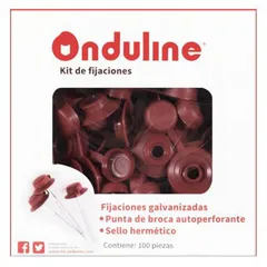 Kit 100 pz fijación Onduline 3'' Autoperforante Rojo