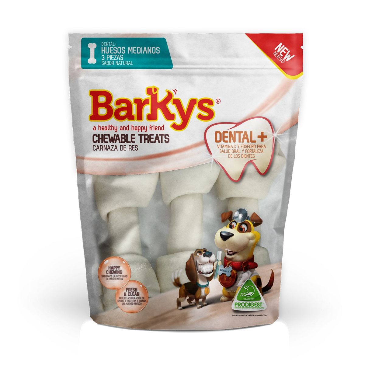 Carnaza para perro hueso natural 3 piezas, marca Barkys - Foto Principal