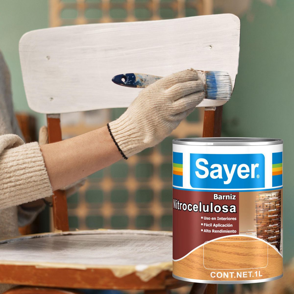 Sayerlack - Primer de Nitrocelulosa para Madera Chocolate 1L