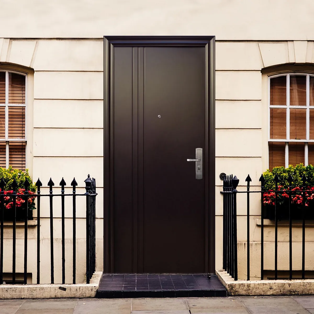 XE - Puerta de Seguridad 3 Líneas Chocolate Izquierda 95 x 213 cm