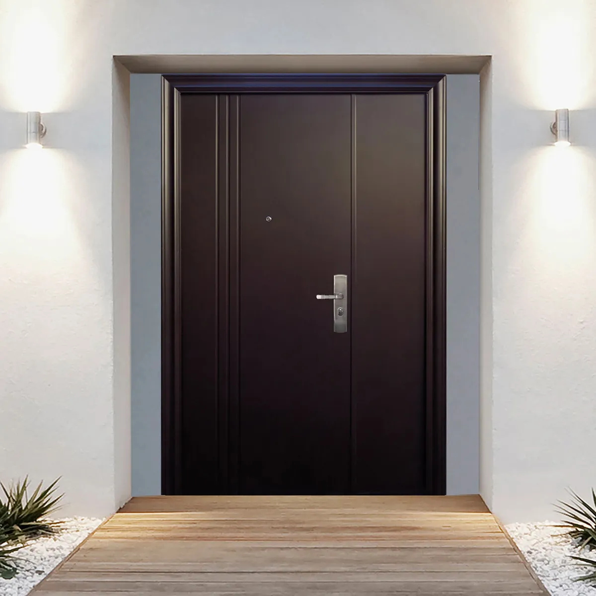 Puerta Seguridad 3 Líneas Chocolate Izquierda 120 x 215 cm, marca Serv Hogar - Foto 2