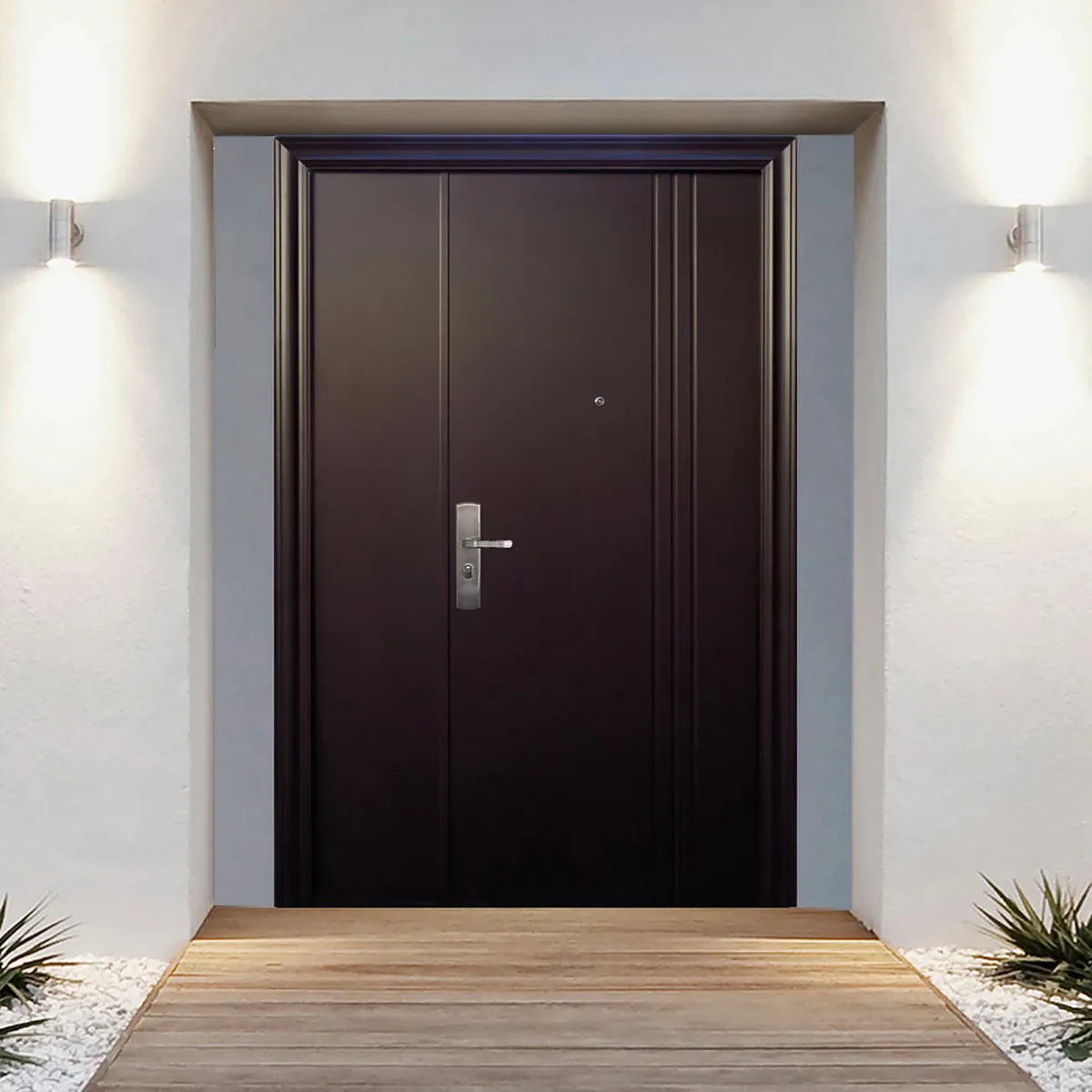 Puerta Seguridad 3 Líneas Chocolate Derecha 130 x 215 cm, marca Serv Hogar - Foto 2
