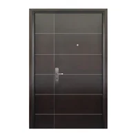 Puerta seguridad Contour nogal con fijo derecha 130 x 213 cm