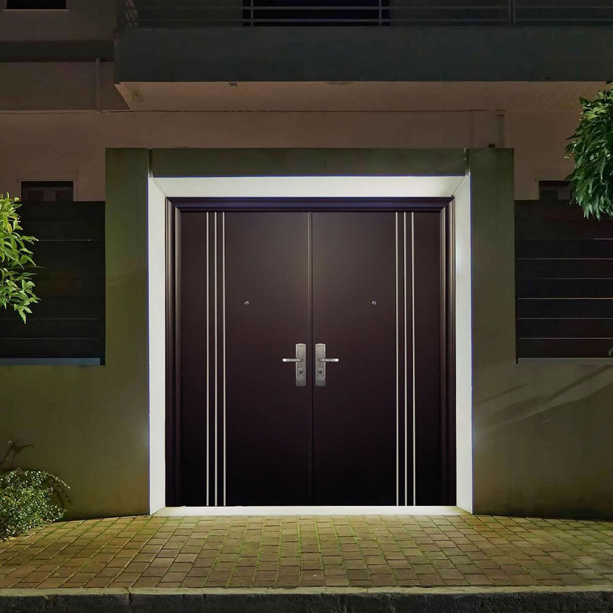 Serv Hogar - Puerta Seguridad 3L Plus chocolate con fijo doble izquierda 170 x 213 cm