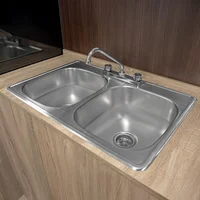 Fregadero EB 2 Tinas 84 x 56 x 18 cm Empotrar con Accesorios