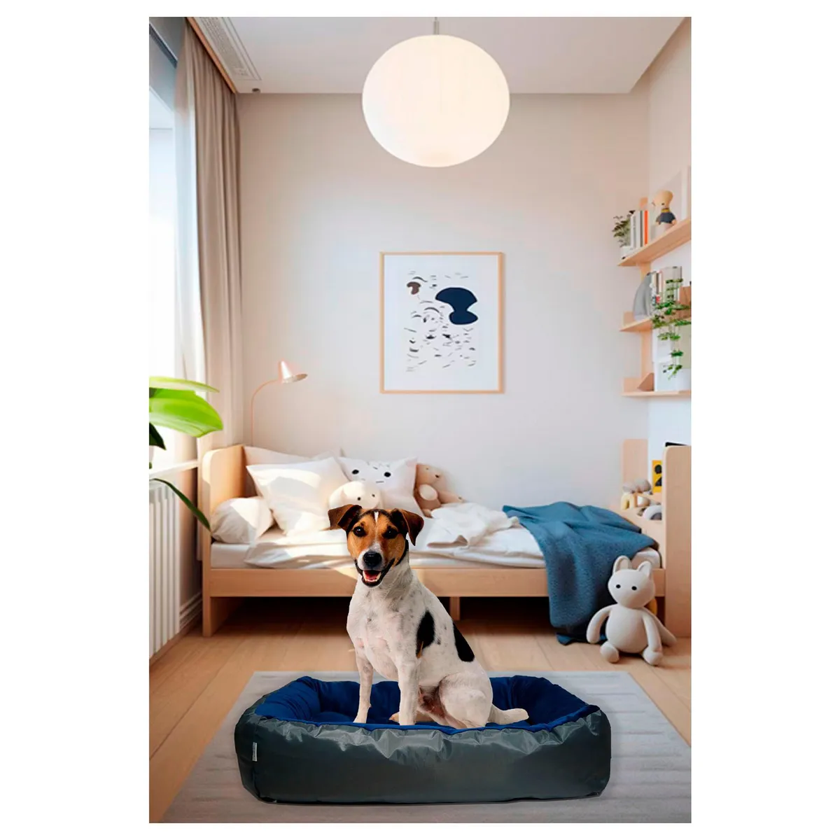 Pileso Pet - Cama cuna cojín desmontable 73 x 97 cm azul gris