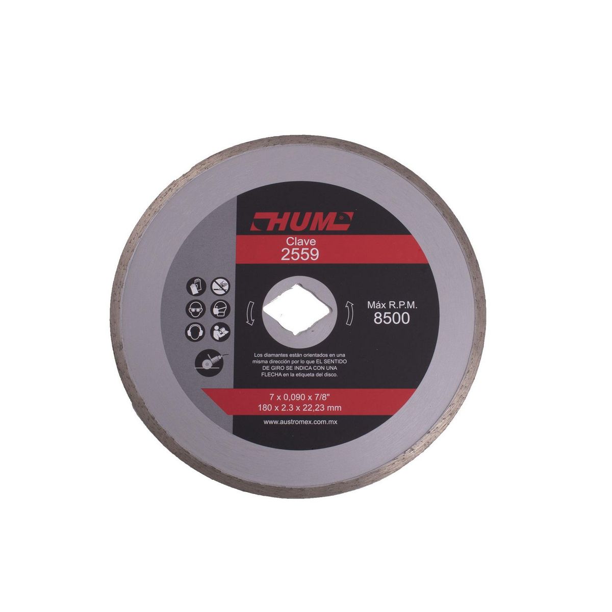 2559 Disco diamte continuo hum 7x0.080", marca Austrodiam - Foto Principal