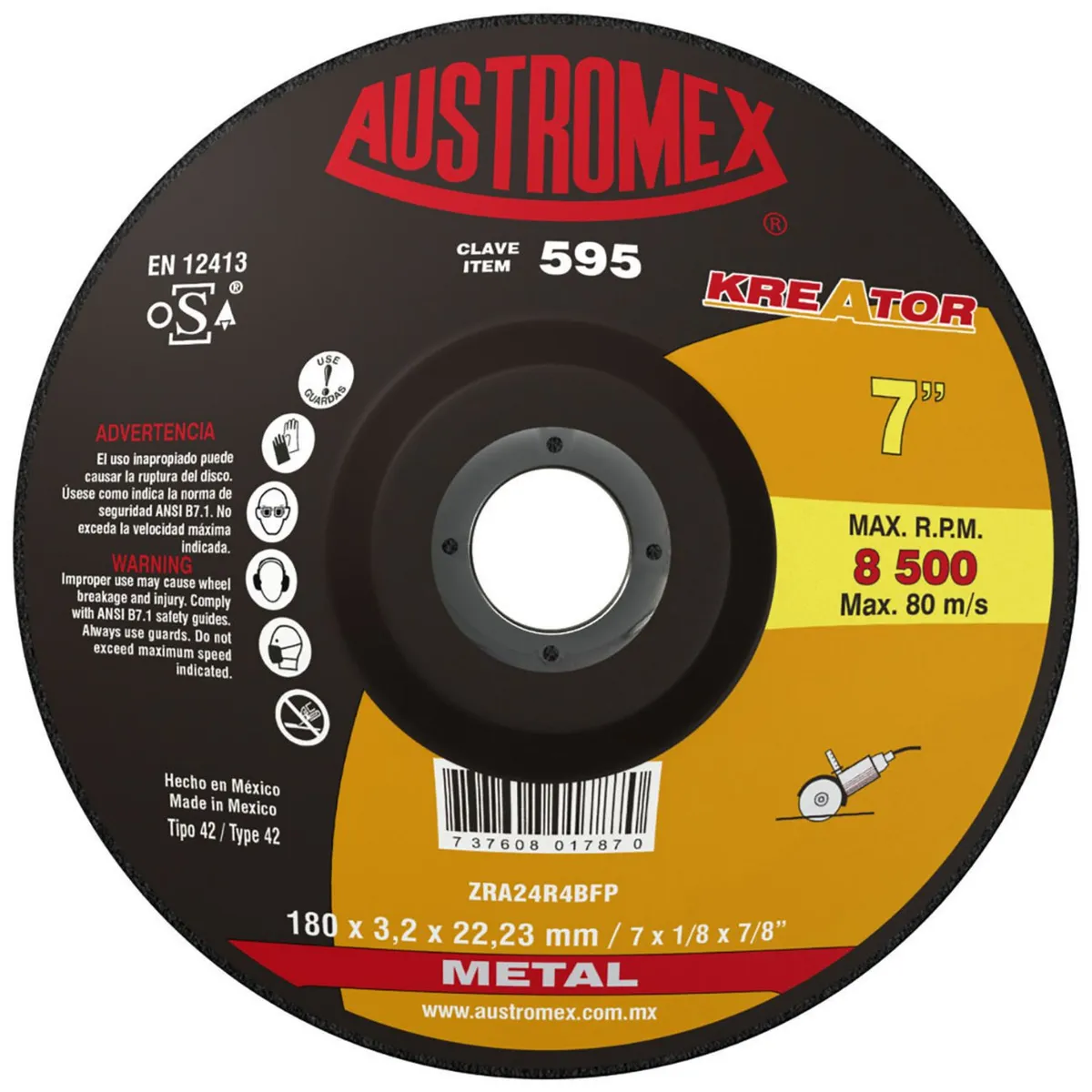 Austromex - 595 Disco dt27 corte metal 7x1/8"