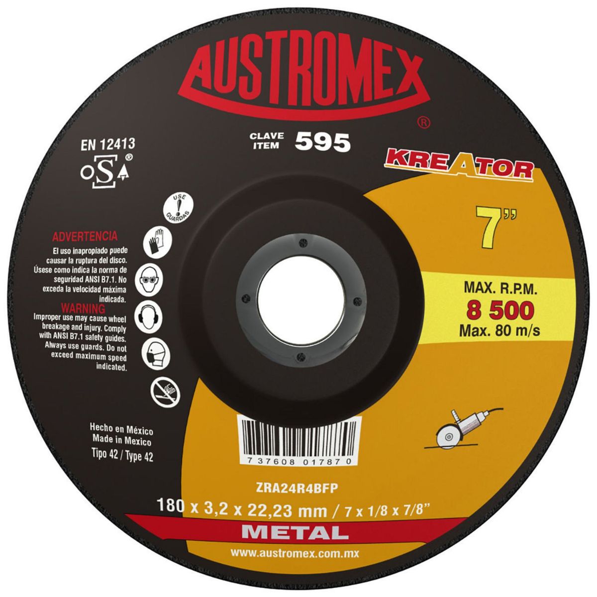 Austromex - 595 Disco dt27 corte metal 7x1/8"