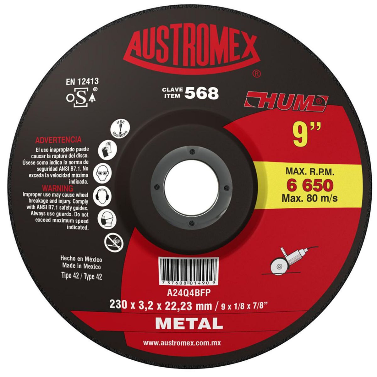 Austromex - Disco Corte Metal dt27 9x1/8" Modelo 568