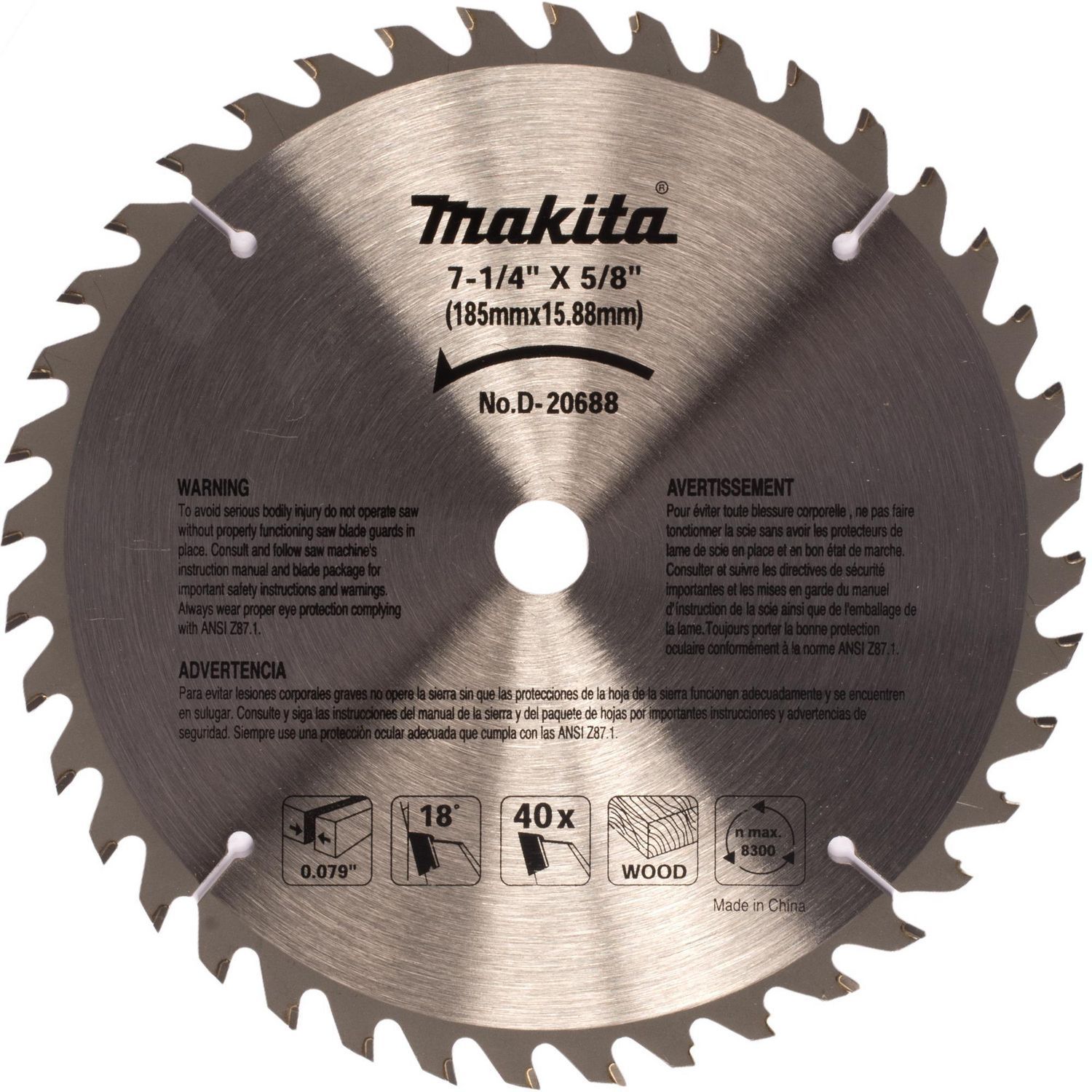 Makita - Disco para Sierra Circular 7 1/4" x 5/8 x 40