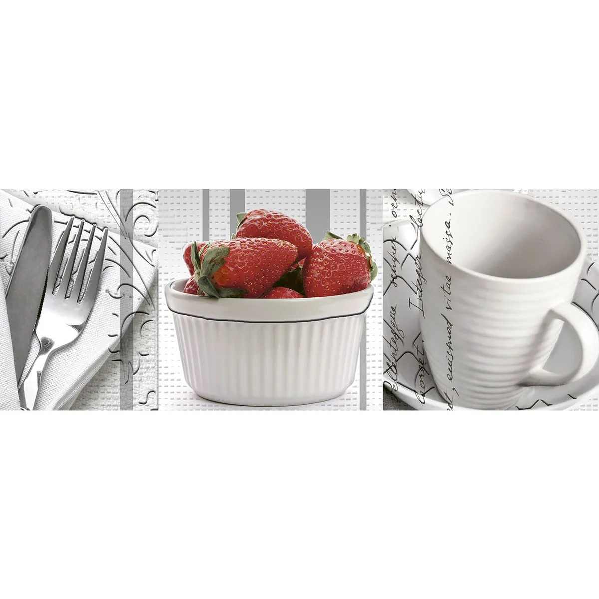 Cocemex - Cenefa Farbe blanco/gris/rojo 9.5X25 cm