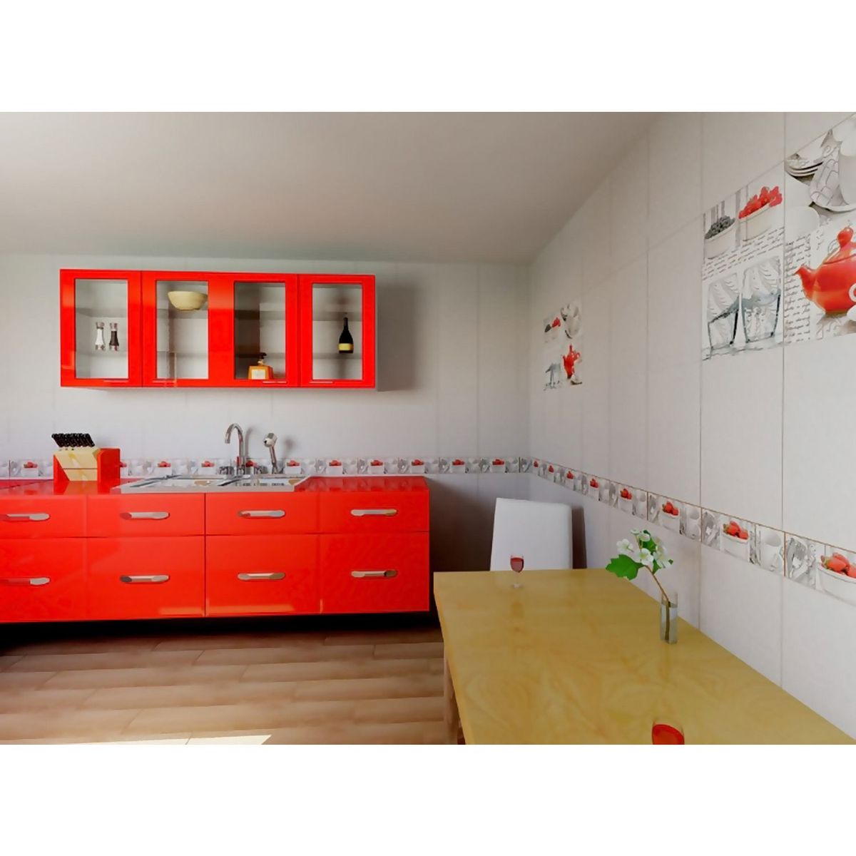 Cocemex - Cenefa Farbe blanco/gris/rojo 9.5X25 cm