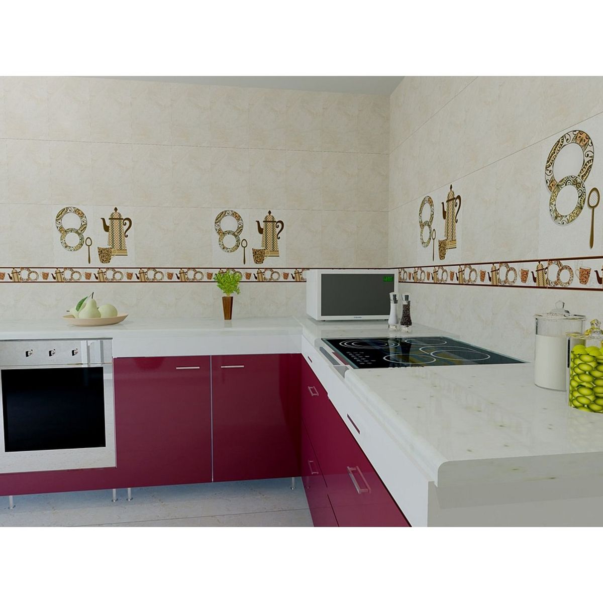 Cenefa Mazaryk cocina beige/café 9.5X25 cm, marca Cocemex - Foto 2