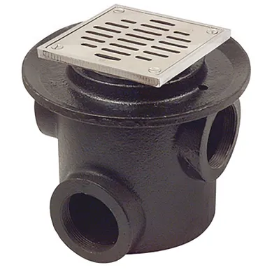 Coladera ancha tres bocas rejilla cuadr.