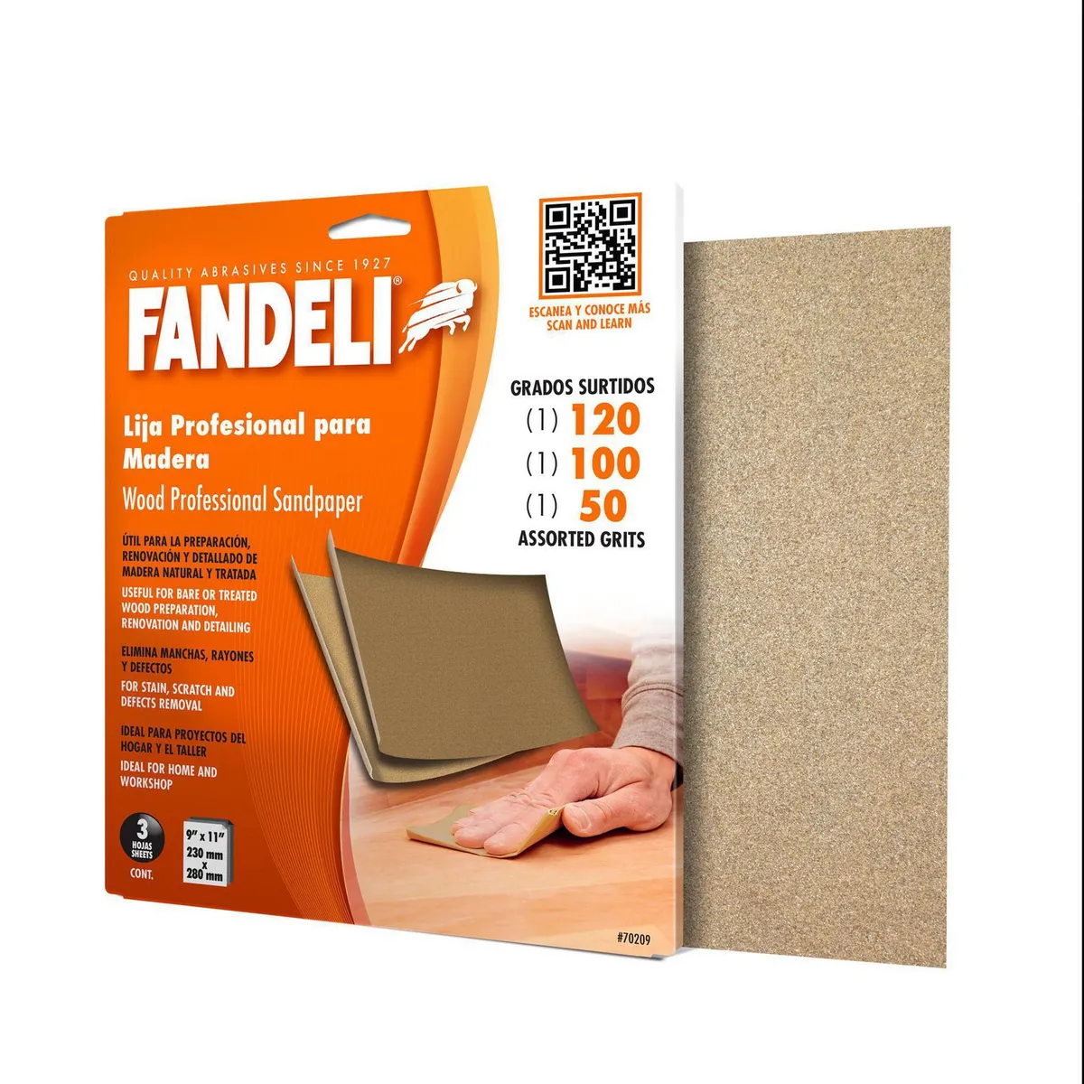 Fandeli - Kit hoja p/madera 3 piezas 50-100-120