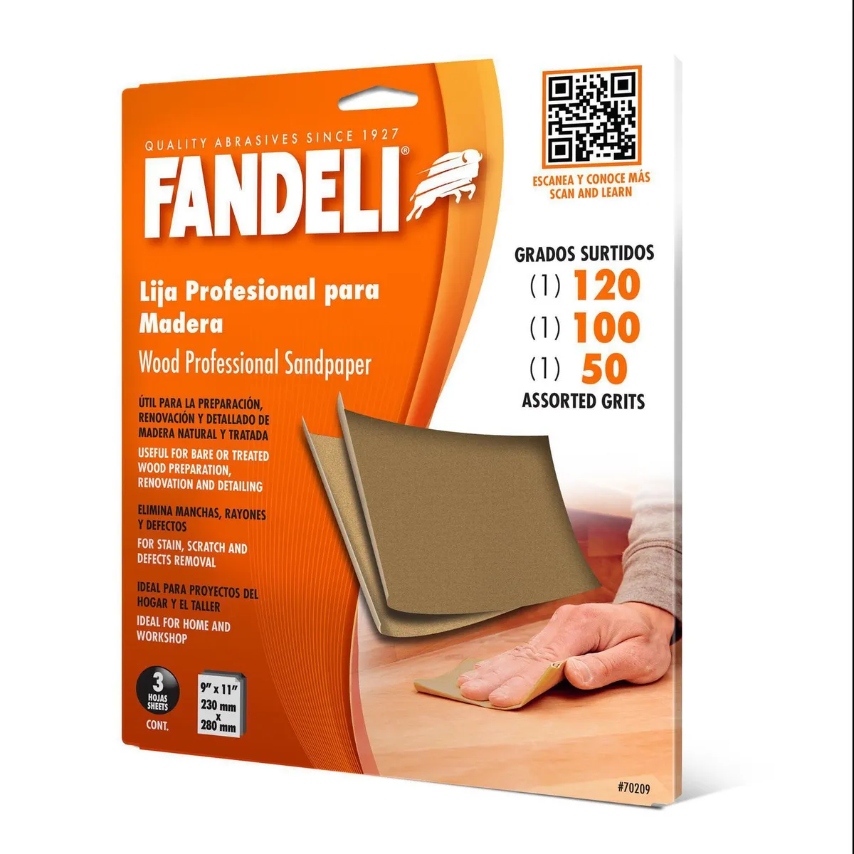 Fandeli - Kit hoja p/madera 3 piezas 50-100-120