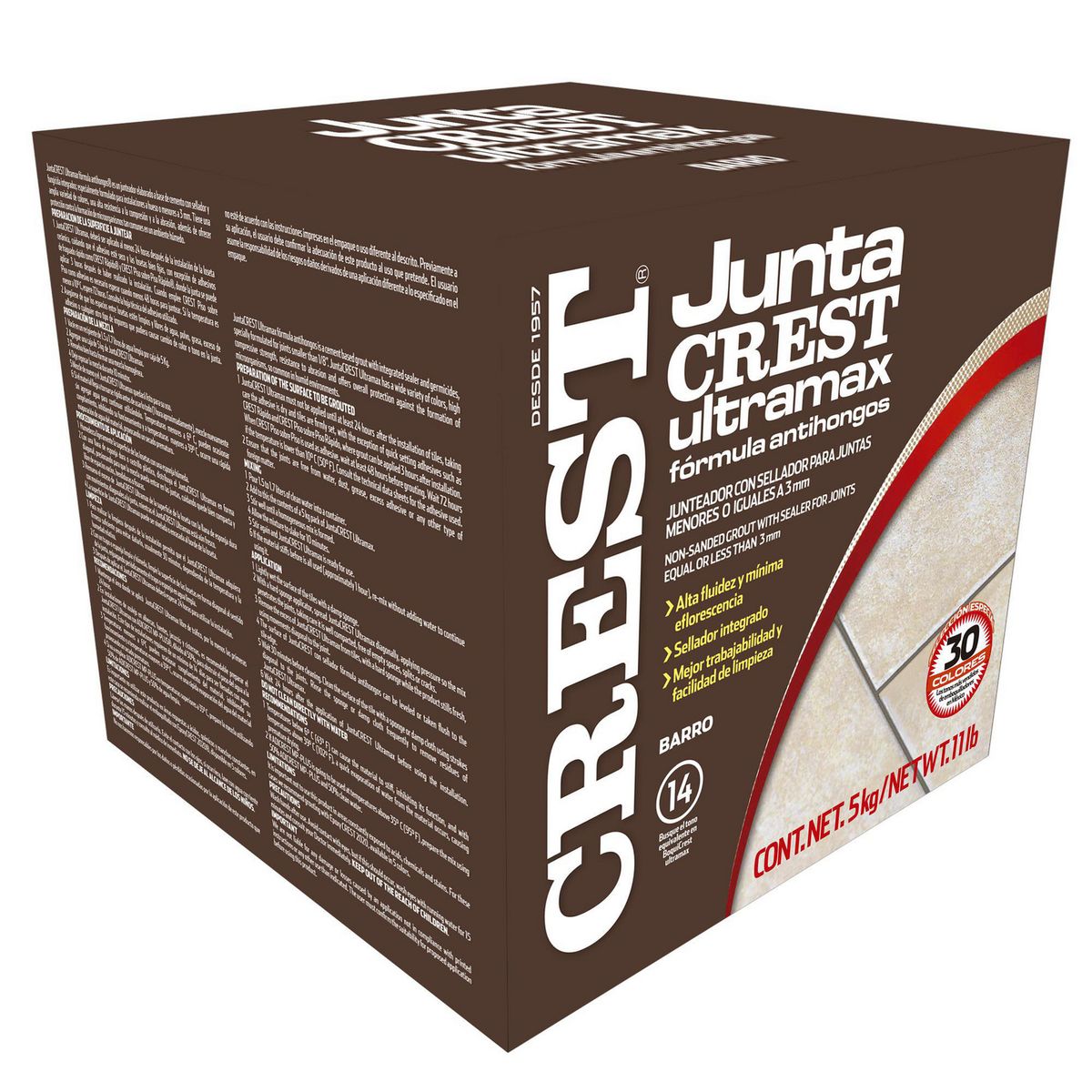 Boquilla Juntacrest Ultramax Barro 5 kg, marca Crest - Foto Principal