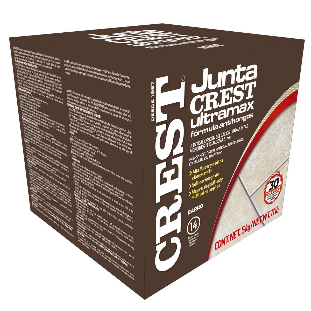 Boquilla Juntacrest Ultramax Barro 5 kg, marca Crest - Foto Principal