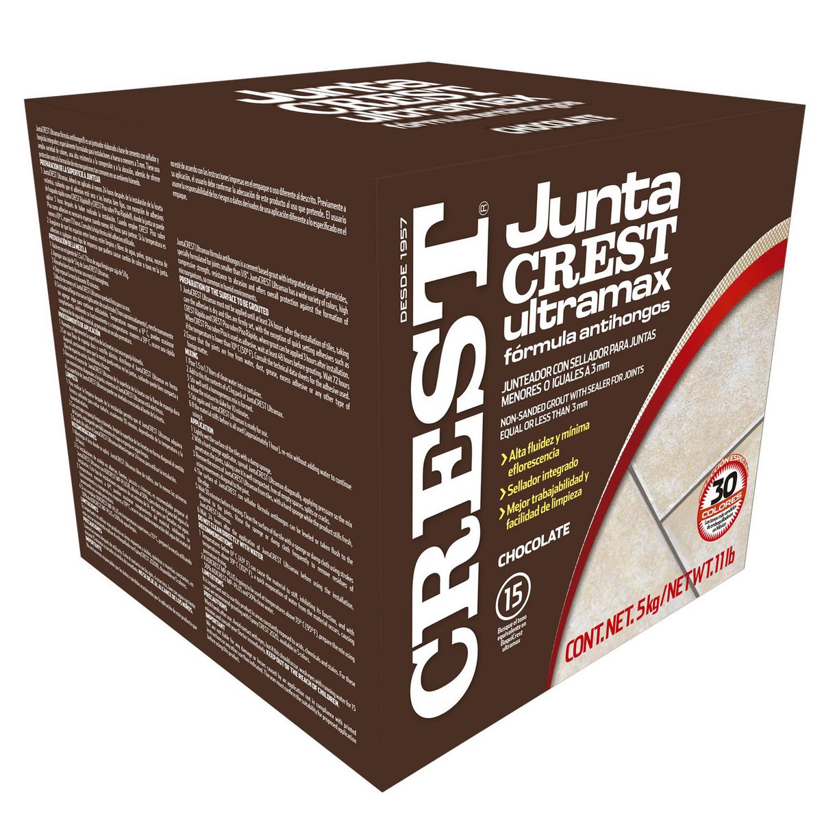 Boquilla Juntacrest Ultramax chocolate 5 kg, marca Crest - Foto Principal