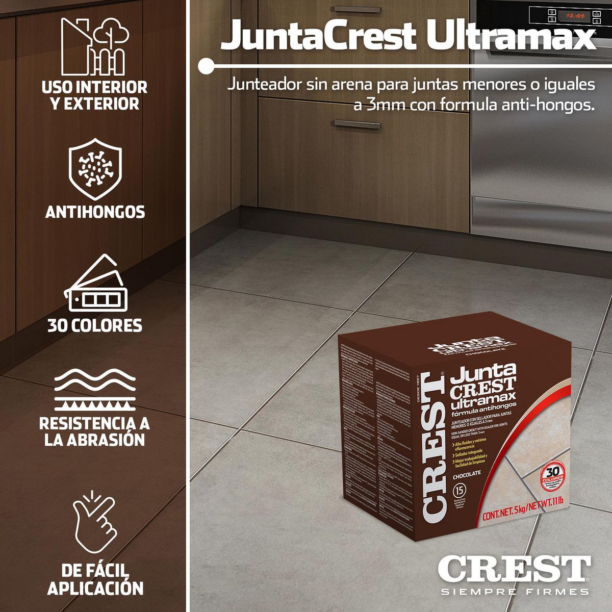 Boquilla Juntacrest Ultramax chocolate 5 kg, marca Crest - Foto 2