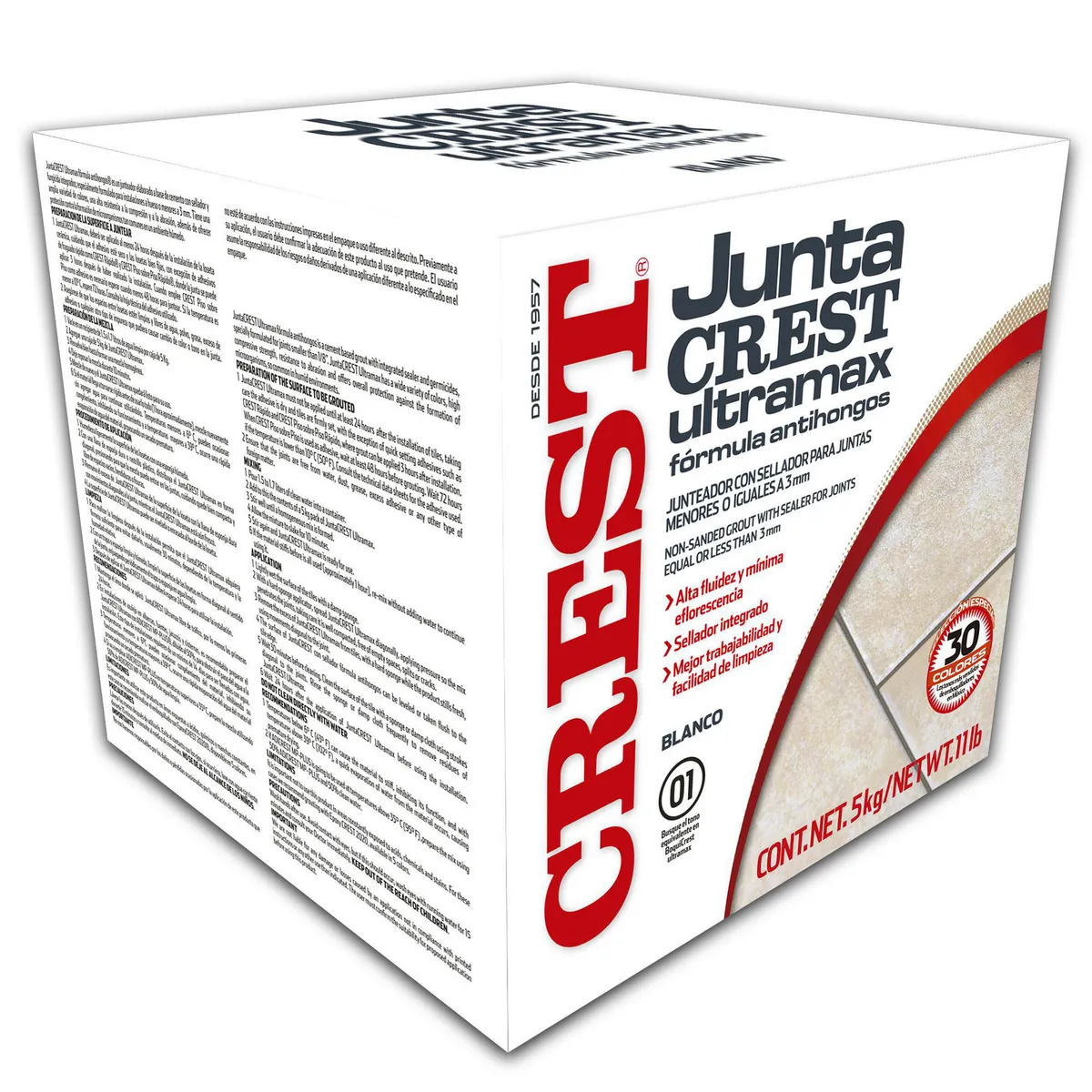Boquilla Juntacrest Ultramax blanco 5 kg, marca Crest - Foto Principal