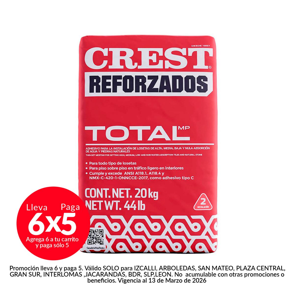 Crest - Adhesivo Crest total blanco 20 kg