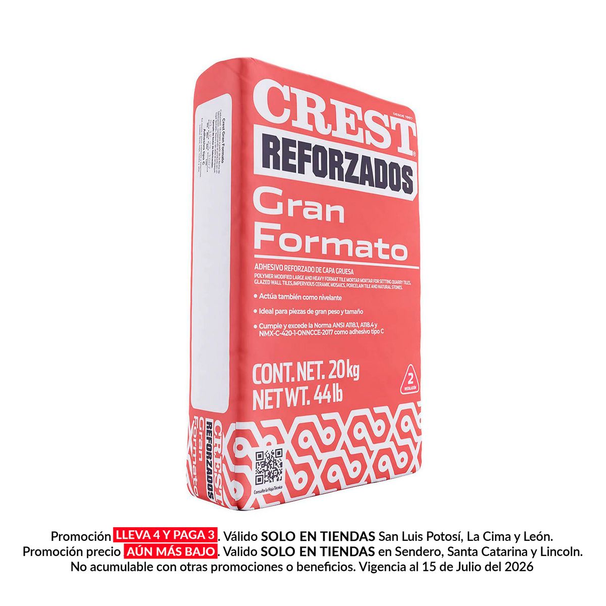 Adhesivo gran formato blanco 20 kg, marca Crest - Foto 2