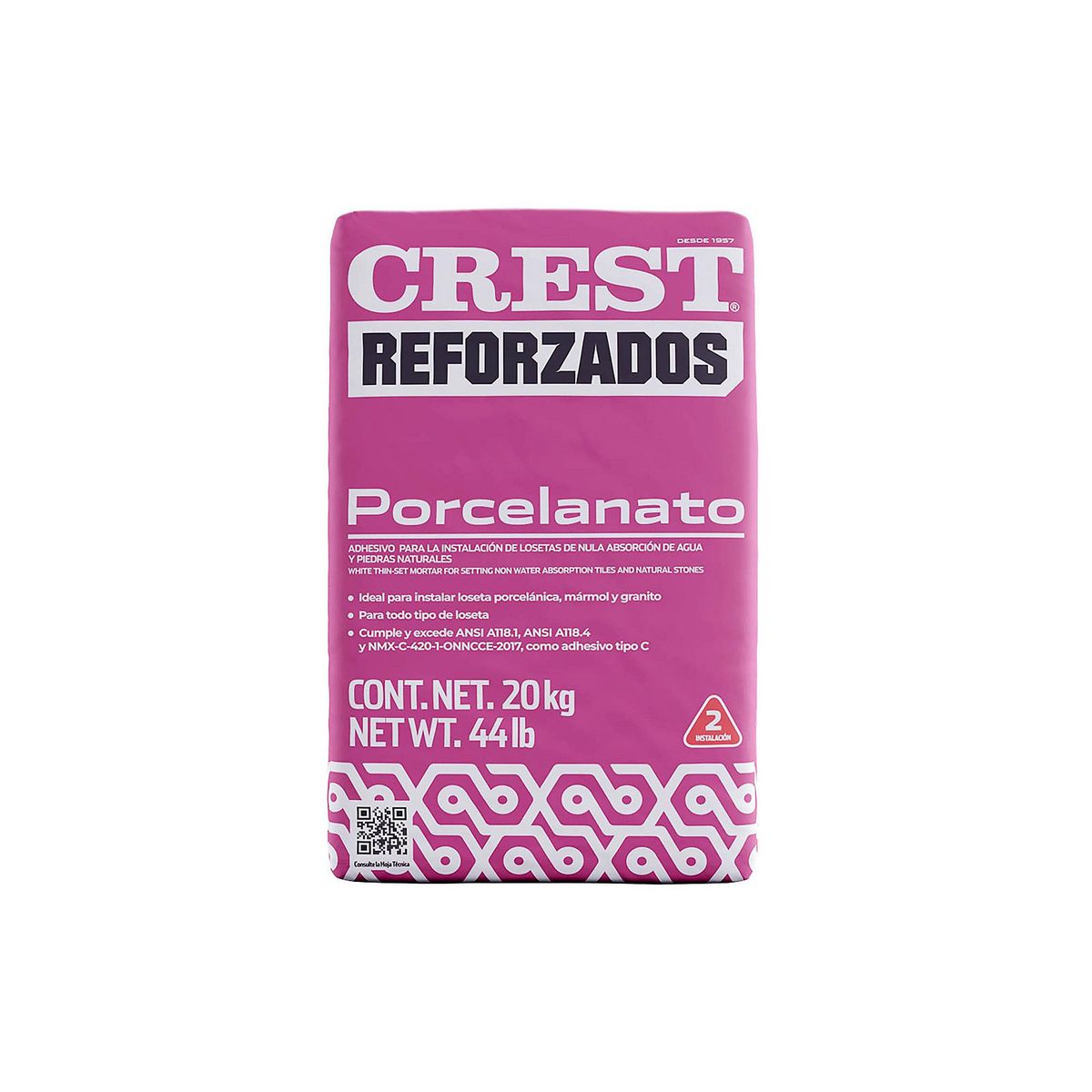 Adhesivo para porcelanato blanco 20 kg, marca Crest - Foto 2