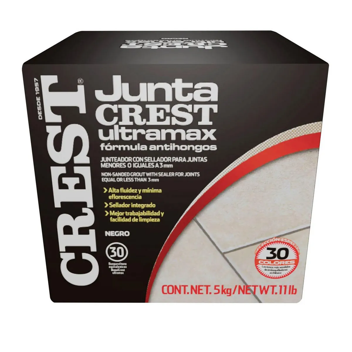 Boquilla Juntacrest Ultramax negro carbón 5 kg, marca Crest - Foto Principal