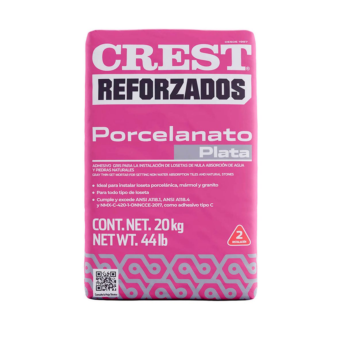 Crest - Crest porcelanato plata 20kg