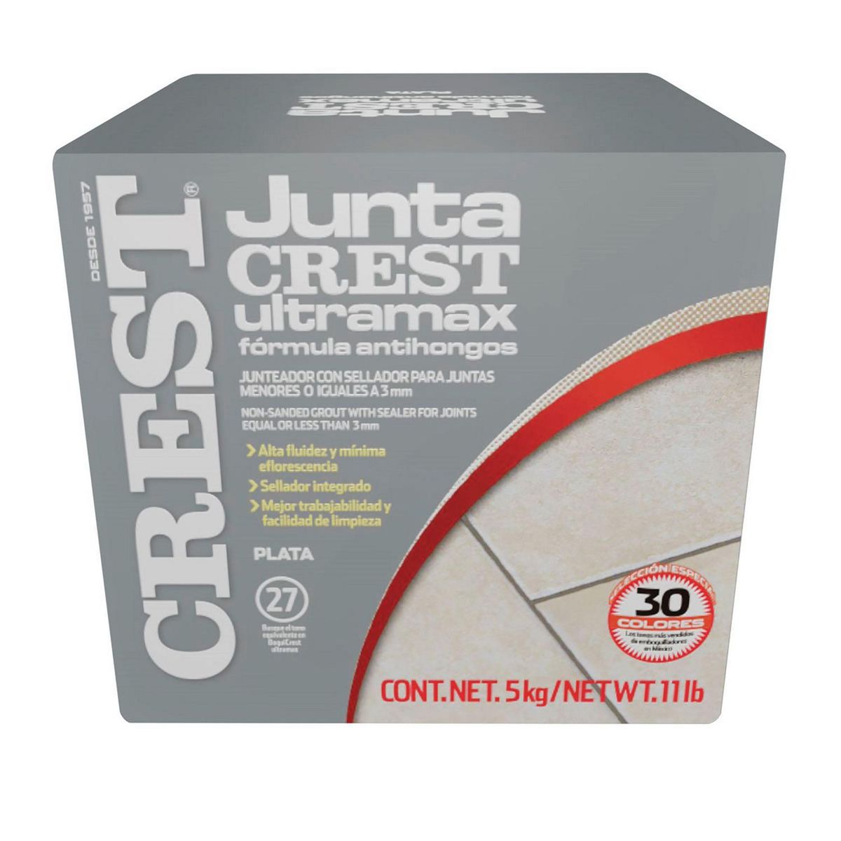 Boquilla Juntacrest Ultramax plata 5 kg, marca Crest - Foto Principal