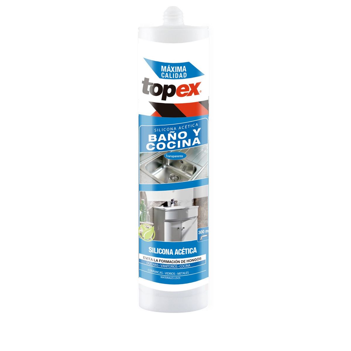 Topex - Silicona baño y cocina blanco 300 ml