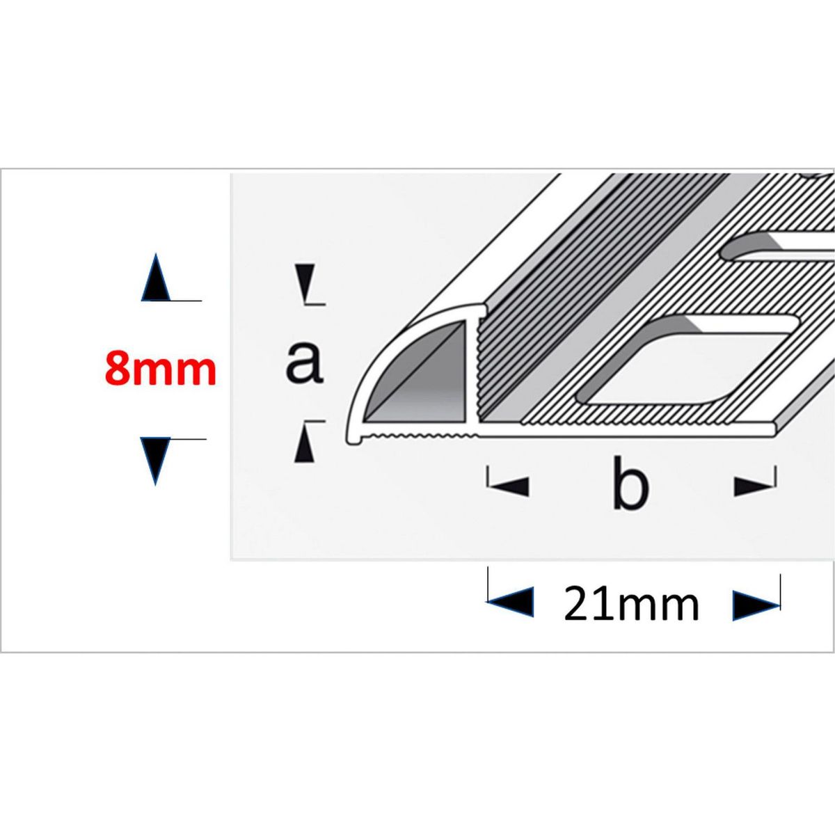 Alfer - Perfil transición aluminio 8x19 mm