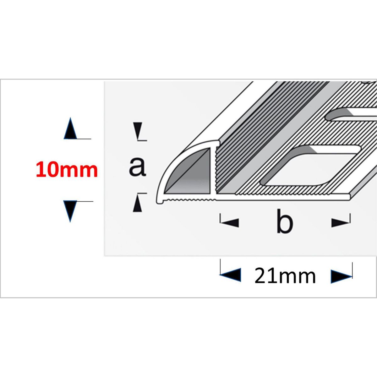 Alfer - Perfil transición aluminio 10x21 mm