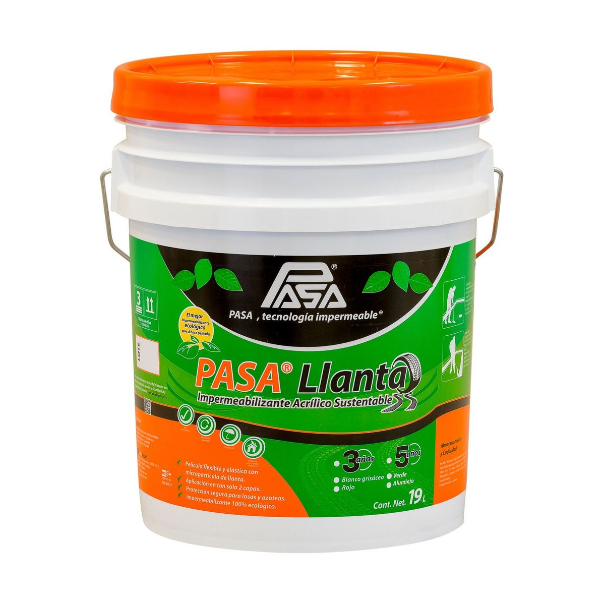 Impermeabilizante acrílico base llanta 19 L blanco, marca Pasa - Foto Principal