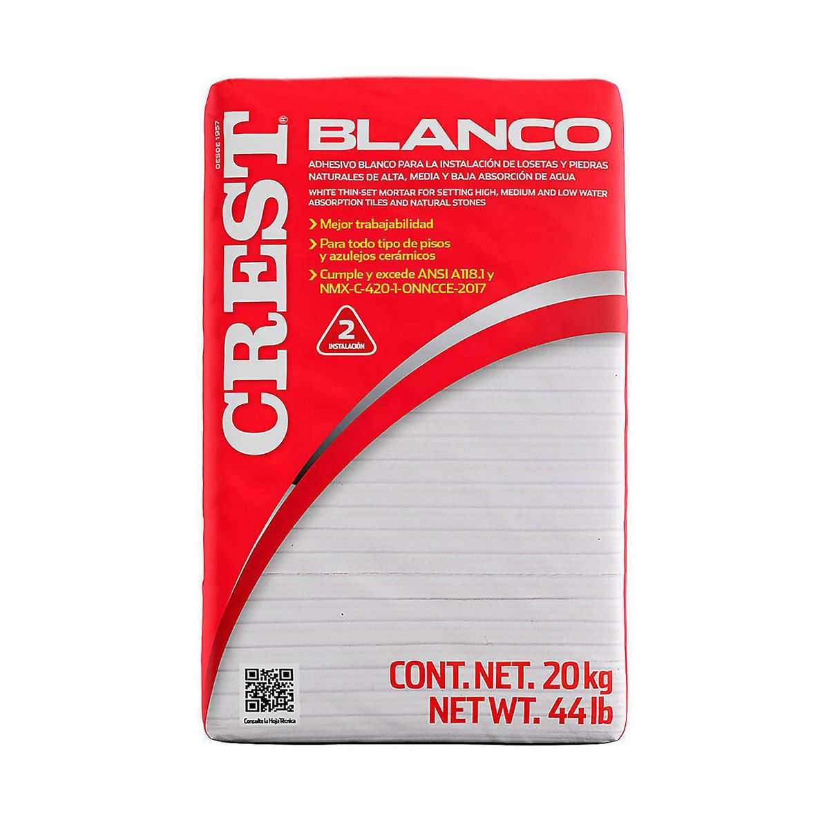 Adhesivo blanco 20 kg, marca Crest - Foto Principal