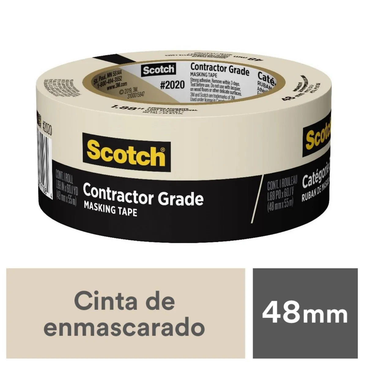 Scotch - Cinta Masking Tape Scotch, 48 mm X 55 m, 1 Rollo