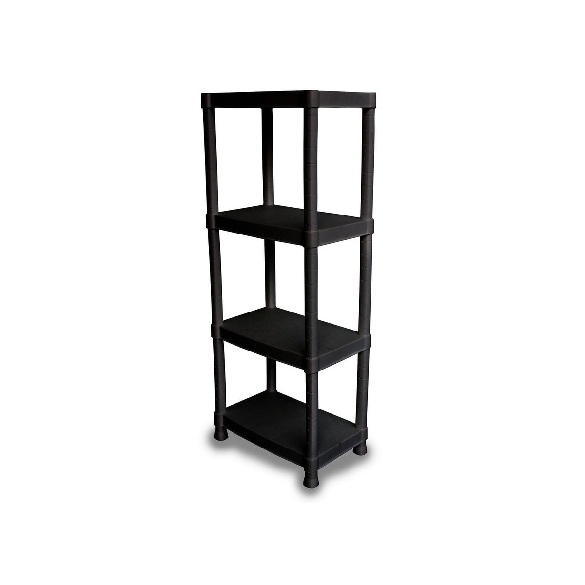 Alica - Estante de plástico negro 4 niveles 56 x 141 x 33.5 cm