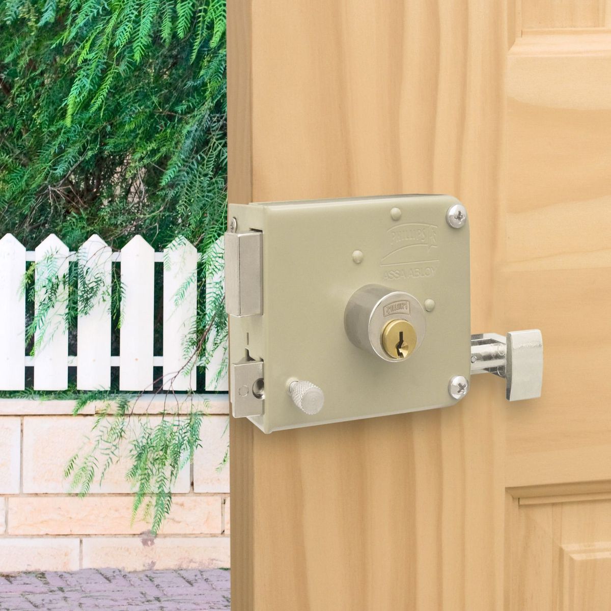 Philips - Cerradura de Sobreponer Clásica 715 Izq. Beige