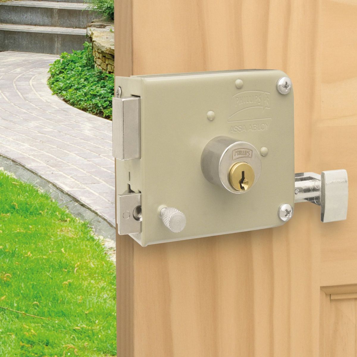 Philips - Cerradura de Sobreponer 715 Izquierda Beige