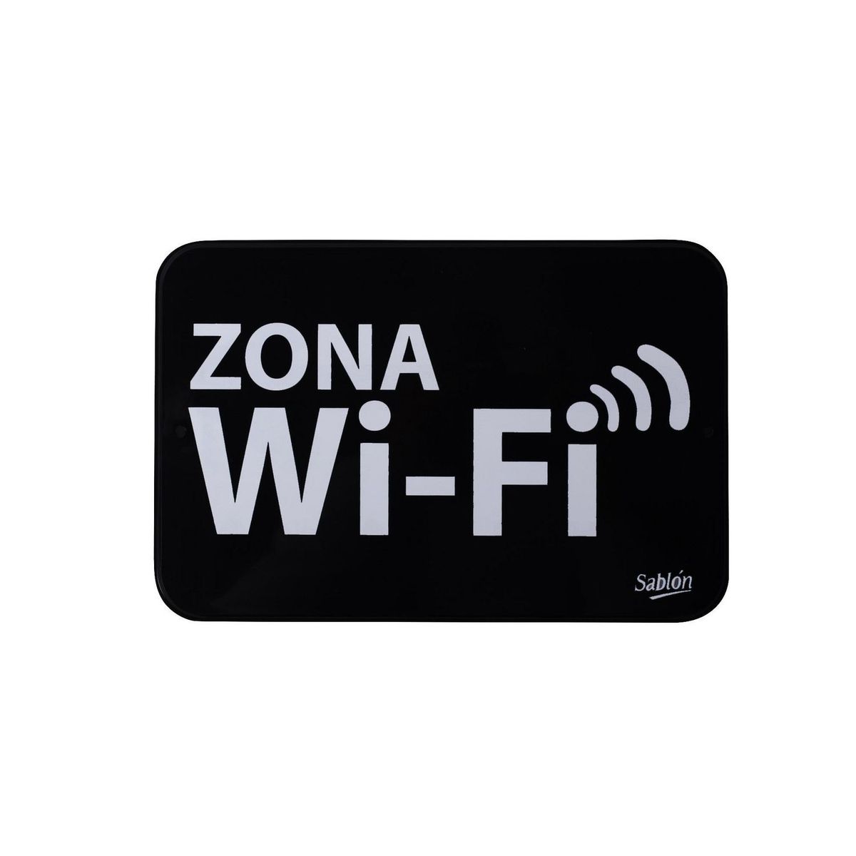 Señal "zona de wi-fi" placa rígida autoadherible 22.8 x 15.2 cm, marca Acrilicos Sablon - Foto Principal