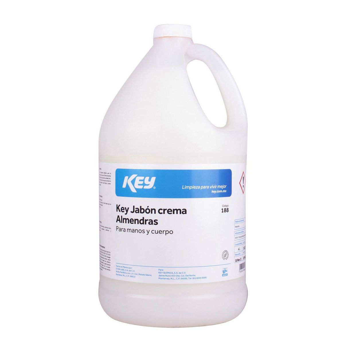 Jabón crema almendras 4 L, marca Key - Foto Principal